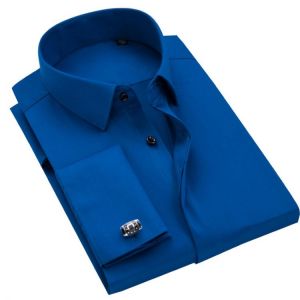 Quality French Cufflinks Formal Classic Design Bamboo-fiber Men's Comfortable - Soft Dress Shirts Long Sleeve Easy-care Shirt
