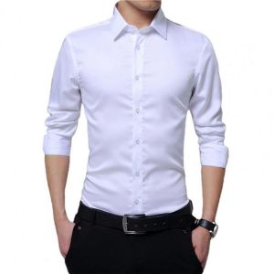 Casual Social Formal shirt Men long Sleeve Shirt Business Slim Office Shirt male Cotton Mens Dress Shirts white 2XL 3XL