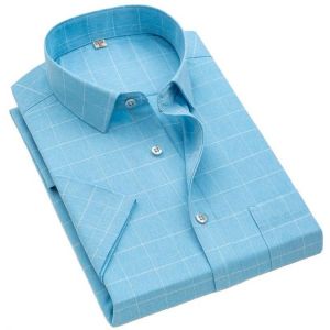 Summer Short Sleeve Men Plaid Shirts Regular Fit Checkered Shirt Business Casual with Front Pocket Male Tops Quality 2021 New
