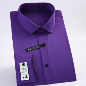Fashion Mens Dress Shirt Long Sleeve Office Slim Fit Social Business Non Iron Soft Faric Formal Male Blouse