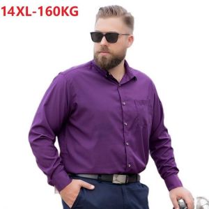 plus size 12XL 160kg autumn men formal shirt long sleeve dress shirt office shirt purple wedding oversize shirt red 58 54