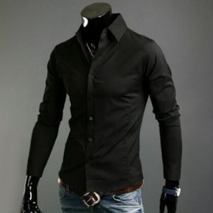 New Luxury Shirts Mens Casual Formal Button Down Slim Fit Long Sleeve Shirt Top Fit Plus Size French Cufflinks Long Sleeve 2021