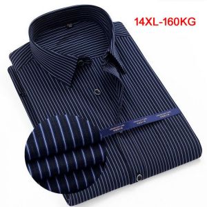 high quality summer striped shirt men plus size big 12XL 11XL 14XL work formal shirts oversize Business Dress shirt cotton 70