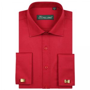 2017 New Men's Solid Shirts Long Sleeve Casual Male Brand Shirts Regular Fit France Exquisite Cufflinks  Dress Shirts