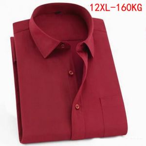 Men's Short Sleeve Big Shirt Large Size 10XL 11XL 12XL 13XL 14XL Business Office Comfortable Summer Lapel Red Shirt 8XL 9XL