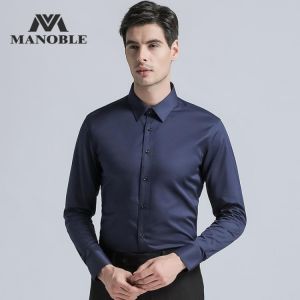 High Quality Men's Dress Shirt 2019 Brands New Fashion Regular Fit Shirts Business Long Sleeve with Cufflink Solid Color