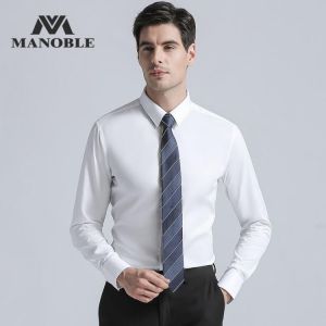 High Quality Men's Dress Shirt 2019 Brands New Fashion Regular Fit Shirts Business Long Sleeve with Cufflink Solid Color Whit