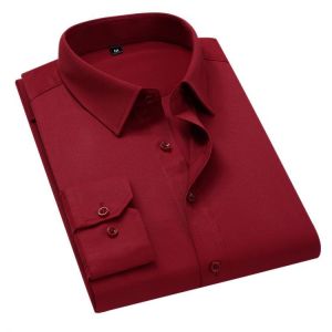 Casual Men's Dress Shirt Regular Fit White Black Light blue Cotton Long Sleeve Shirts
