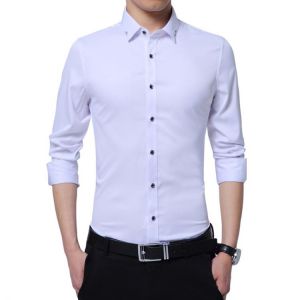 Men's Shirts Casual Men Long Sleeve Autumn New Fashion Designer Good Quality Solid Shirt Slim Fit Business Men's Clothin