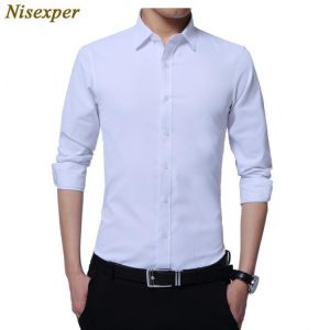 2020 Men Brand Business Shirt Mens Autumn New Fashion Designer Good Quality Solid Shirt Slim Fit Business Shirts Plus Size M-5XL