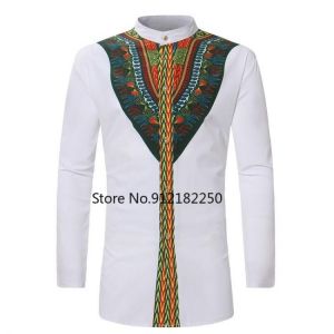 Africa clothing African Dashiki Shirt 2021 Fashion Ethnic Printed Long Line Shirt Men Slim Fit Long Sleeve Shirts Male Camisas