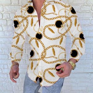 New Punk Vacation Shirts Men's Hawaii Street Exercise For Lapel Print Button Long Sleeve Tops Casual FashionMen Business Shir