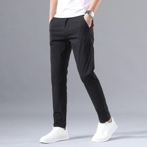 Men's casual pants 2021 new fashion summer slim straight thin section men's stretch skin-friendly breathable trousers tr
