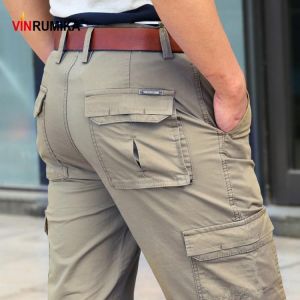 2020 Men's Summer Multi-pocket Overalls Pants Man Spring Autumn Casual Brand Army Green Cotton Loose Cargo Pant long trousers