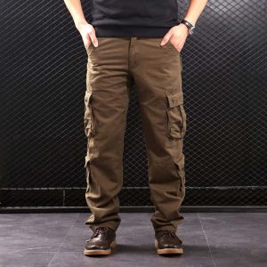 FALIZA Men's Cargo Pants Multi Pockets Military Style Tactical Pants Cotton Men's Outwear Straight Casual Trousers for M