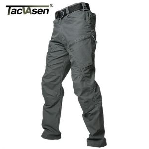 TACVASEN Tactical Cargo Pants Mens Summer Straight Combat Army Military Pants Cotton Many Pockets Stretch Security Trousers Men
