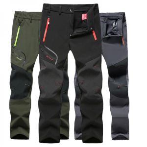 Summer Hiking Pants Men Stretch Softshell Fleece Fishing Pants Outdoors Sports Tactical Waterproof Mountain Trekking Pants Mens