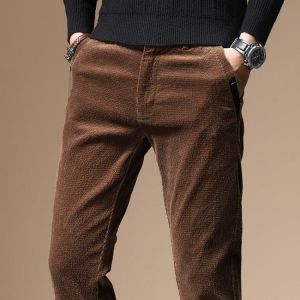 High Quality New Autumn and Winter 2021 Male Business Men's Trousers Straight Corduroy Pants Breathable Casual Pants 38
