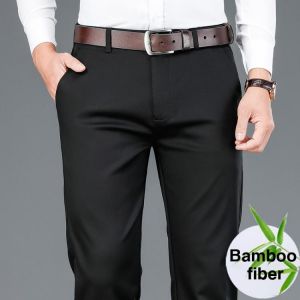 2020 Autumn New Men's Bamboo Fiber Casual Pants Classic Style Business Fashion Khaki Stretch Cotton Trousers Male Brand Cloth