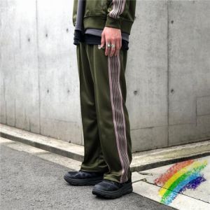 High-quality Ribbon Butterfly Embroidery AWGE Needles Sweatpants Joggers Striped AWGE Pants Men Women 1:1 Needles Trousers