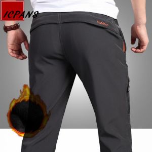 Warm Fleece Winter Pants Thicken Men Zipper Waterproof  Work Casual Pants Men Military Tactical Cargo Pants Male Trousers 4XL