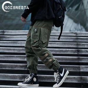 Corduroy Patchwork Casual Pants Hip Hop Cargo Trousers Men Clothing  Streetwear Korean Velcro Joggers Fashion Sweatpants Male