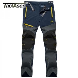 TACVASEN 4 Season Breathable Mens Tactical Pants Fishing Hiking Camping Waterproof No Fleece Pants Zipper Pocket Casual Trousers