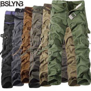 Men Casual Cargo Pants Mens Cotton Army Trousers Solid Men's Military Pants Overalls Multi Pockets Long Pants Without Belt 42