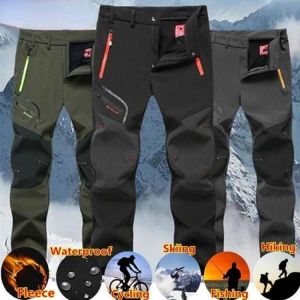 Men's waterproof pants winter sports pants camping hiking leisure soft wool warm