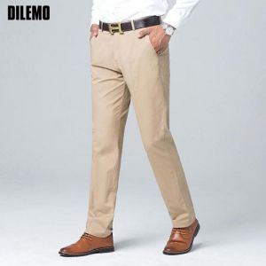 High Quality New Casual Fashion Beige Comfortable Breathable Designer Mens Clothing Brands 2021 Trousers Straight Long Pants