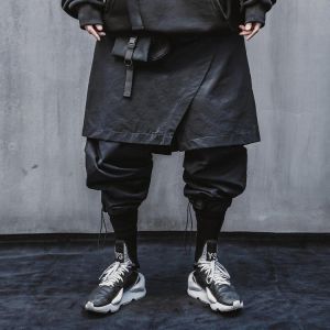 Men Techwear Joggers Japanese Streetwear Fashion Black Pants