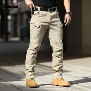 Ladiguard Plus Size Mens Cargo Pants 2021 Autumn Moto & Bike Pants Fashion Zipper Pocket Trouser Male Outdoor Casual Skinny Pa
