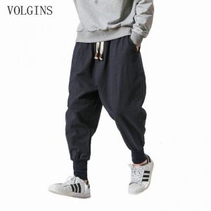 Streetwear Men Harem Pants Japanese Style Casual Cotton Linen Trouser Man Jogger Pants Chinese Baggy Pants Plus Size 5XL