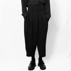 Men's Pants Spring And Autumn New Casual Pants Nine Minute Dark Hougong Pants Loose Velcro Waist Pants