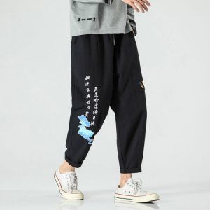 Men's Joggers Leggings Pants Man Black Cotton Comfortable Pant Summer Casual Streetwear Loose Trouser Japanese Trendy Sweatpa