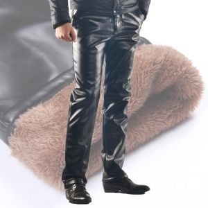 Thoshine Brand Men Winter PU Leather Pants Thick Fleece Heavyweight Male Thermal & Warm Trousers Motorcycle Windproof Waterpro