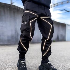Hip Hop Casual Pants Men's Popular Logo Loose Straight Cargo Pants Multi Pocket Bunched Sportswear Trousers штаны муж