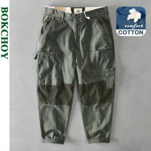 Autumn and Winter New Men's Cotton Patchwork Matching Multi-pocket Casual Pants Z333