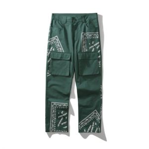 New High 2021 Kiryaquy Men Comfortable Luxurious Green Paisley West Coast CRIPS BLOODS Casual Pants cargo pants Parkour #d14