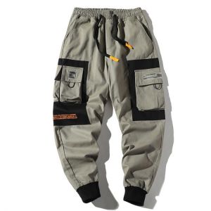 2020 Hip Hop Men Multi-pocket Elastic Waist Design Harem Pant Street Punk Hip Hop Casual Trousers Joggers Male Cargo Pants ABZ51