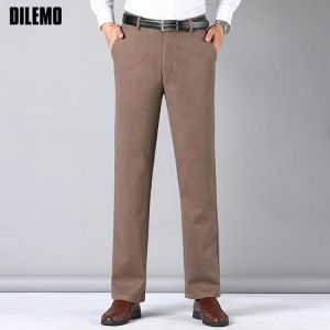 Brushed New Brand Casual Fashion Classic Relax Fit Long Mens Pants Fashions Business Winter Trousers Top Quality Men Clothing