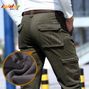 Men Winter Thicken Fleece Army Cargo Tactical Pants Overalls Military Cotton Casual Loose Multi-pocket Trousers Warm Pants 29-44