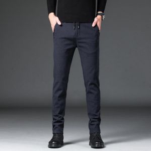 2021 New Autumn Winter Casual Men Cotton High Quality Designer Zipper pocket Elegant Blue Long Formal Trousers Male 28-38