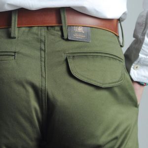 Red Tornado Officer‘s Chino 9oz Cotton Trousers For Men Selvedge Twill Slim Fit