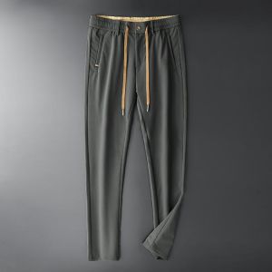 BROWON 2021 Autumn Black Pants Men New Zip Drawstring Casual Trousers Male Thick Soft Anti-wrinkle Elastic Waist Men Pants M-5xl
