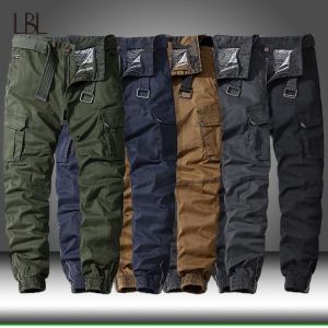 Men Casual Cotton Cargo Pants Elastic Outdoor Hiking Trekking Tactical Sweatpants Male Military Multi-Pocket Combat Trousers