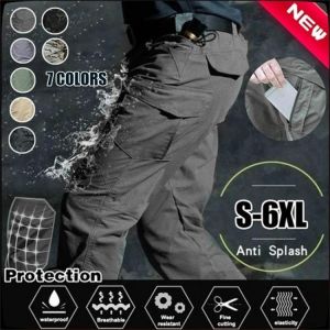 Men City Military Tactical Pants Classic Casual Outdoor Hiking Multi Pocket Sweatpants Waterproof Wear Resistant Cargo Trousers
