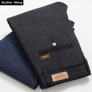 2020 New Men's Slim Casual Pants Fashion Business Stretch Trousers Male Brand Plaid Pant Black Blue