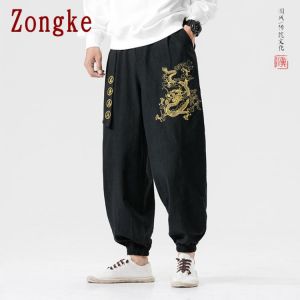 Zongke Dragon Embroidery Pants Men Joggers Trousers Men Pants Streetwear Sweatpants Harem Pants Men Trousers 5XL 2021 Spring New