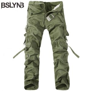Men Cotton Cargo Pants Men's Casual Military Trousers Solid Men's  Multi Pockets Overalls Pants Plus Size Without Belt
